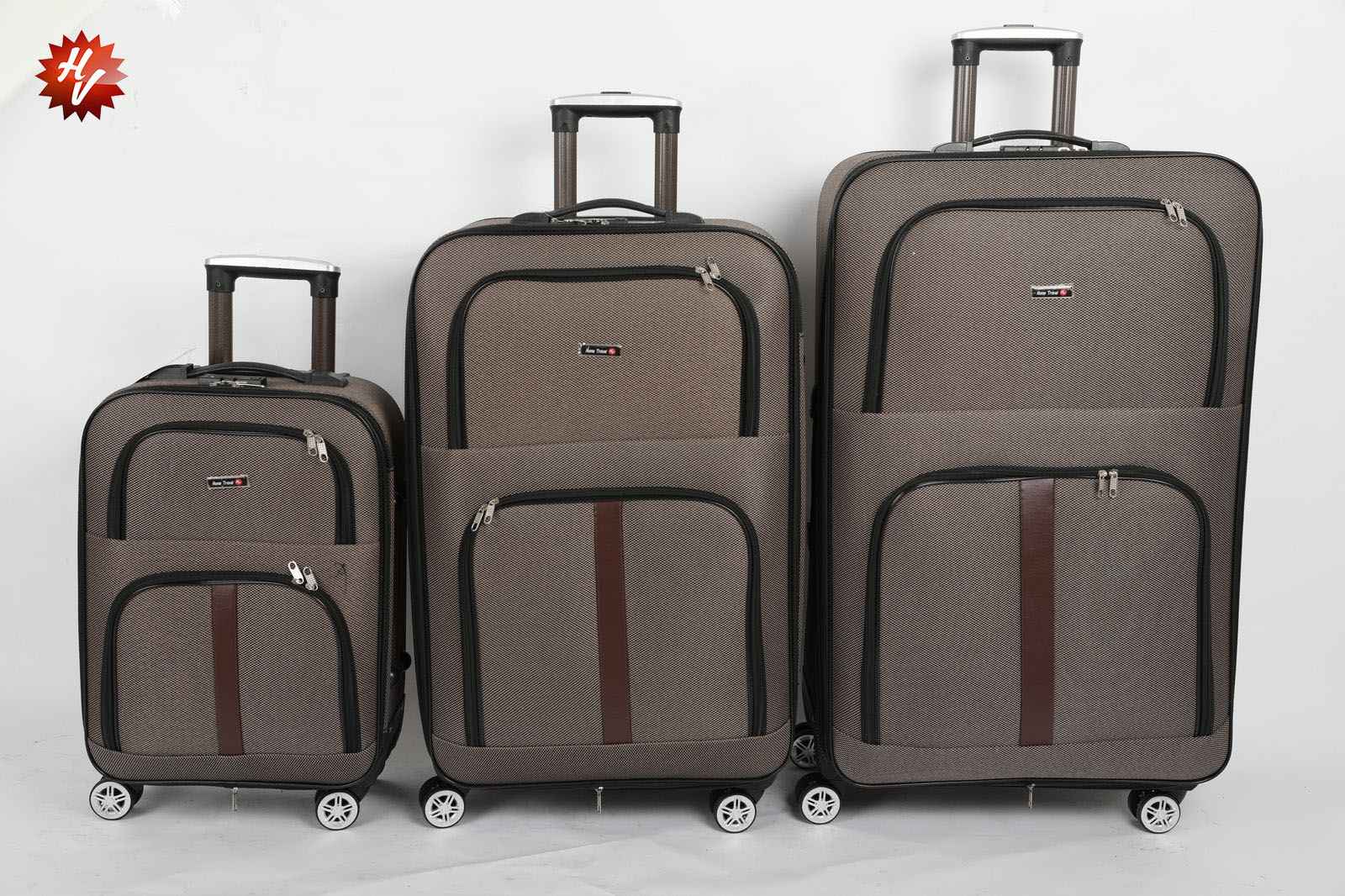 BROWN SOF FABRIC SUITCASE SET 32/28/20 INCH