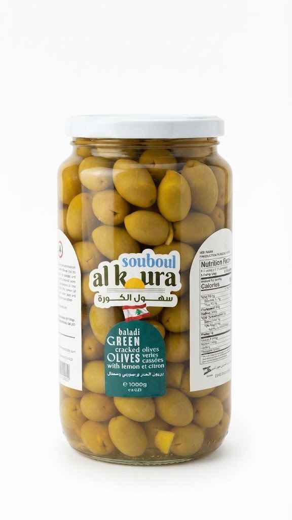 SOUHOUL AL KOURA GREEN OLIVES 1 KG X 12 CT