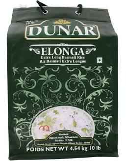 DUNAR BASMATI RICE ELONGA (GREEN) 10 LB X 1 CT