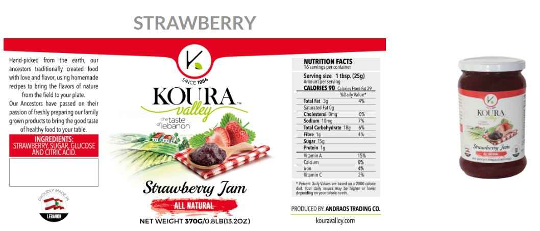 KOURA VALLEY STRAWBERRY JAM 390G (13.9OZ) X 12 CT