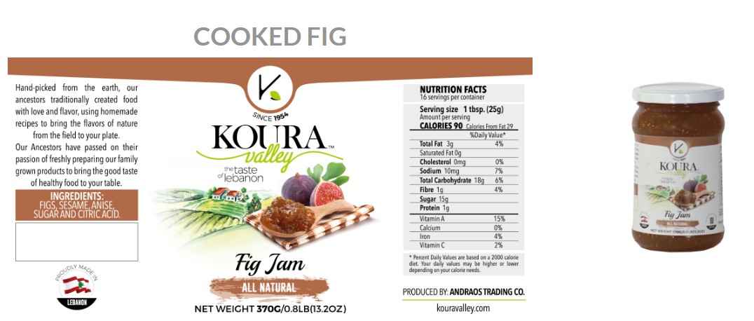 KOURA VALLEY FIG JAM 390 G (13.9OZ) X 12 CT