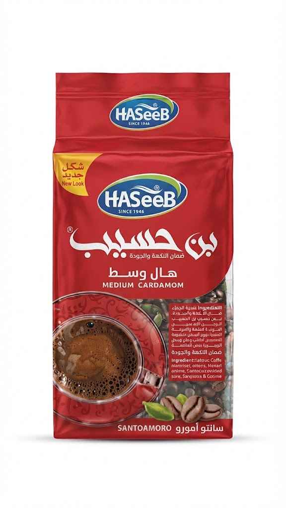 HASEEB COFFEE SANTOAMORO MEDIUM CARDAMON 500 G X 10 CT