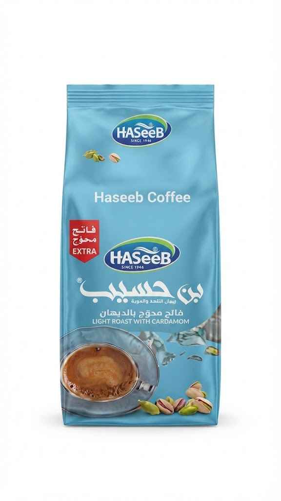 HASEEB BAHIA LIGHT ROAST WITH CARDAMON LIGHT BLUE 500 G X 10 CT