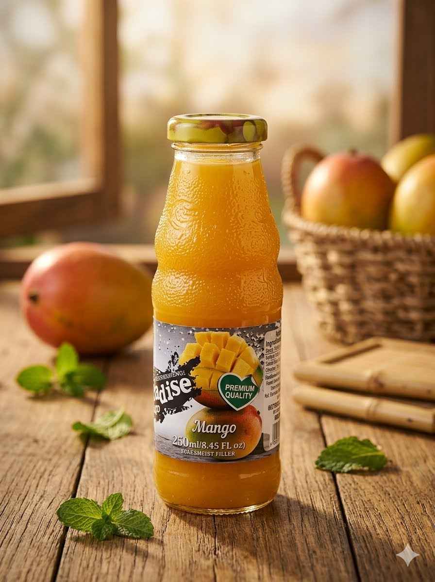PARADISE MANGO JUICE GLASS BOTTLE 250 ML X 24 CT