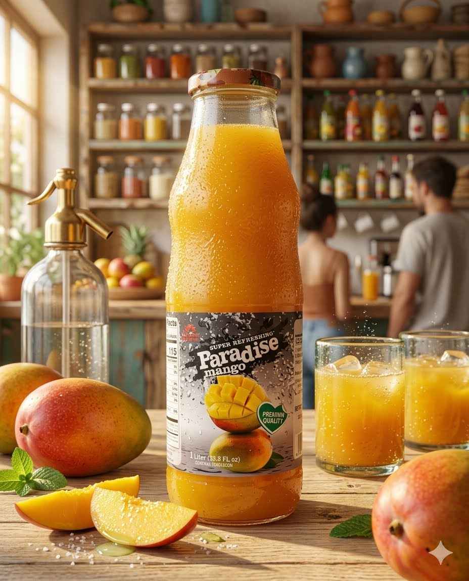 PARADISE MANGO JUICE GLASS BOTTLE 1 LIT X 6 CT