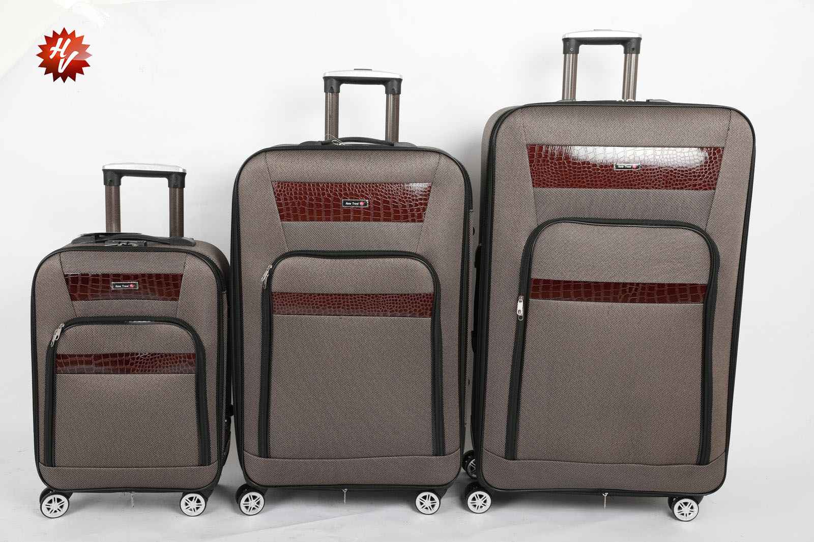 BROWN SOF FABRIC SUITCASE SET 32/28/20 INCH