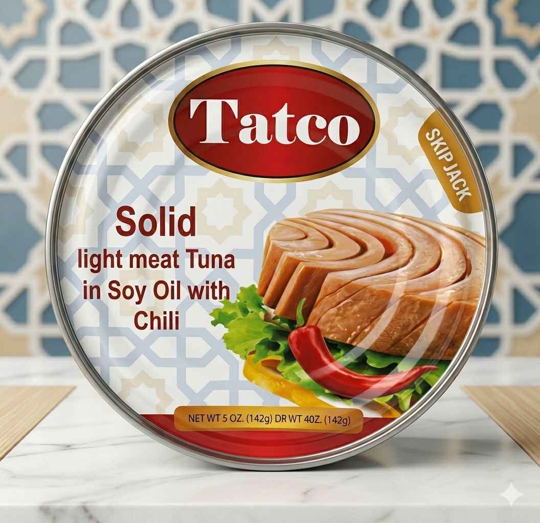 TATCO SOLID LIGHT TUNA IN SOY OIL W/ CHILI 48 / 5OZ