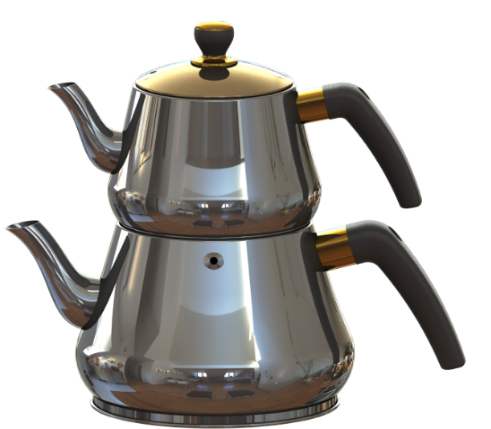 STAINLESS STEEL KETTLE 1.2L+2.5 DOUBLE POT (QTY/CTN 12 SET)