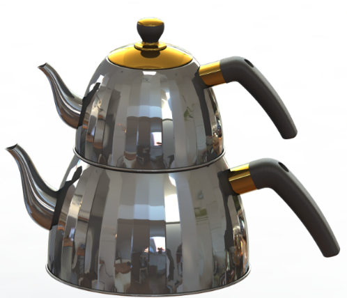 STAINLESS STEEL KETTLE 1.2L+2.5 DOUBLE POT (QRT/CTN 12 SET)