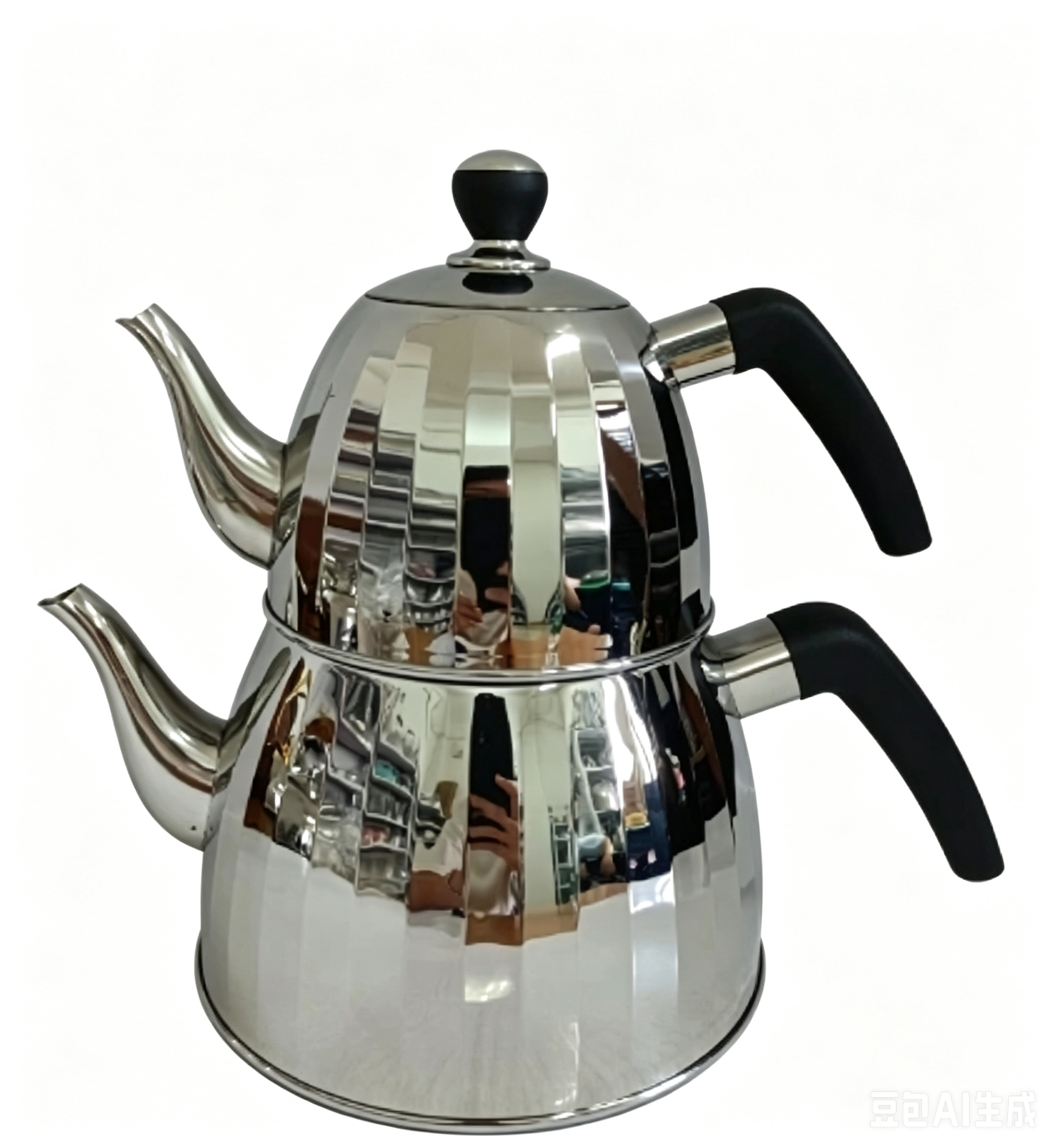 STAINLESS STEEL KETTLE 1.2L+2.5 DOUBLE POT (QTY/CTN 12 SET)