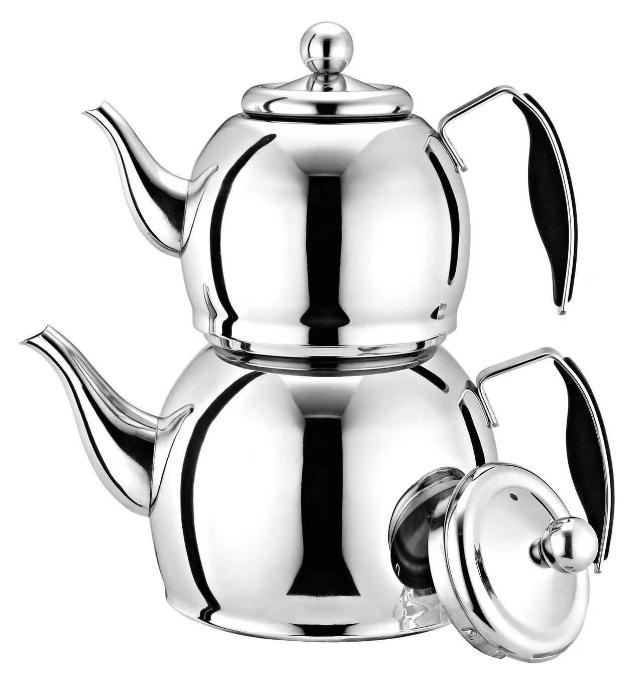 SILVER S/S DOUBLE LAYERED TEAPOT 1.0L+2.0L (QTY/CTN  18SET)