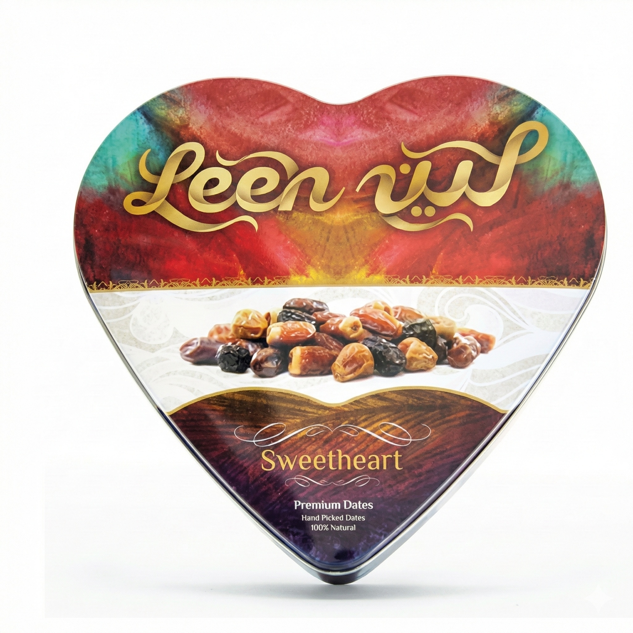LEEN GOLDEN MIX DATES FROM MADINAH HEART TIN BOX - 200G