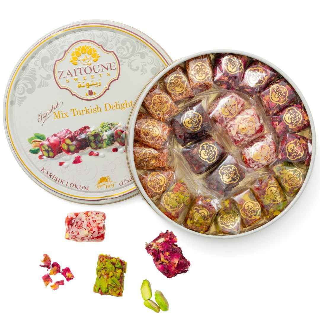 ZAITOUNE MIX TURKISH DELIGHTS 250 G | POMEGRANATE, PISTACHIO,ROSE &AMP; KATAIFI